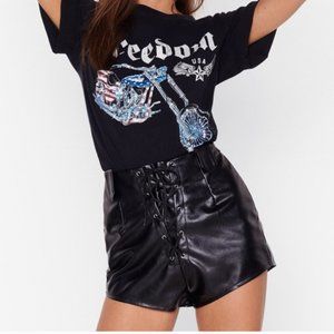 NASTY GAL COME UP FAUX LEATHER SHORTS - 6